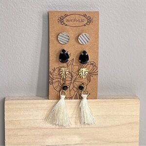 Joyfolie Earrings - 4 pairs of Gold Accented Earrings